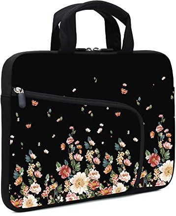 Chromebook & Ultrabook Case - 11.6 Laptop Sleeve for Men & Women, Fits Samsung, Acer, HP, DELL & More - Neoprene with Two Pockets & Handle - Flowers