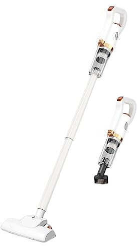 Aspirateur sans Fil léger et Silencieux - 60 Minutes - Ventouse puissante Rechargeable Aspirateur sans Fil avec Filtre HEPA - Aspirateur Vertical pour Poils d'animaux, Bois Dur et Tapis (Blanc)