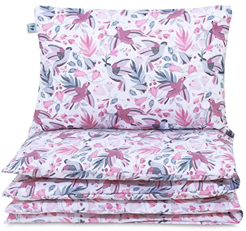 Pepi Bettwäsche Baby 120×90 cm Hummingbird - Sommerbettwäsche für Babybett und Babywiege - Kinder Bettwäsche Baumwolle 100 % - Bettwäsche-Sets mit Sicher Abgedeckten Reißverschlüssen