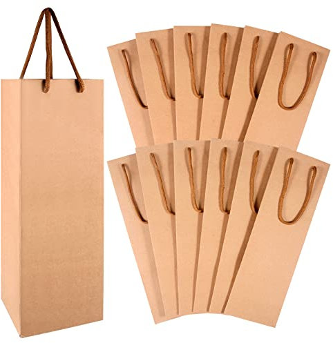 VABNEER 12 Pack Pochette Cadeau Bouteille vin Emballage Cadeau Bouteille Champagne pour Anniversaire et Festival (Papier kraft)