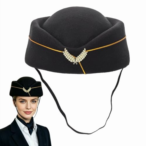Toddmomy Stewardess Hut Flugbegleiter Hut Dekorative Pillbox- Airline Hostess Cosplay Accessoire Für Karneval Kostümparty Bühne Und Rollenspiele