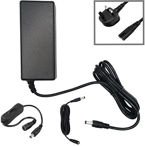 myVolts 24V power supply adaptor compatible with Microsoft Xbox 360 Wireless Racing Wheel - UK plug - with Extension and Inline Switch