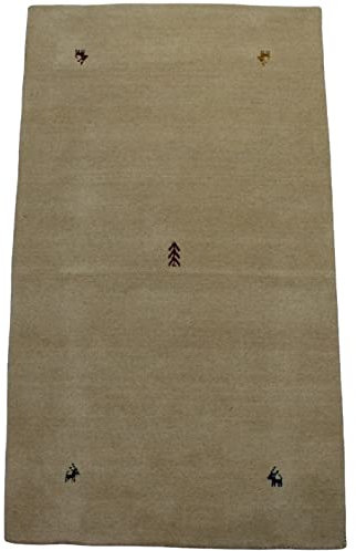 Gabbeh Beige Teppich 100% Wolle Handgewebt Loom Orientteppich 90x160 cm Lori v.c