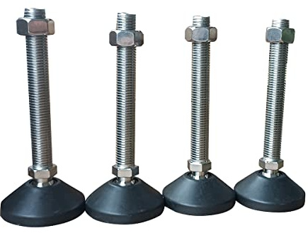KATSU 4 Pack Adjustable Leveling Feet M20 x 150mm Thread Stainless Steel Swivel Screw-in Furniture Mechanical Equipment Machine Leveling Legs with 80mm Round Nylon Tilting Base