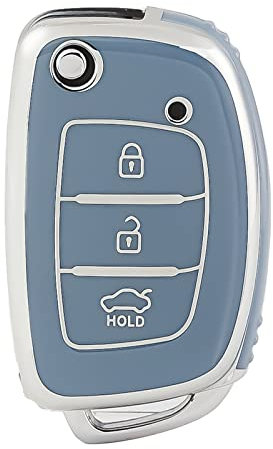 OFFCURVE Autoschlüssel Hülle Schlüsselhülle, Schlüsselcover TPU Autoschlüssel Schutzhülle 3 Tasten für Hyundai i10 i20 i30 Coupe iX20 ix25 iX35 ix45 Kona Santa Fe Accent Elantra