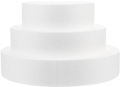 PRETYZOOM Moules ronds en mousse pour gâteau : Gâteau de mariage factice à 3 étages en polystyrène - Moule à gâteau en mousse pour la modélisation de gâteaux, présentation, décoration d’Halloween et