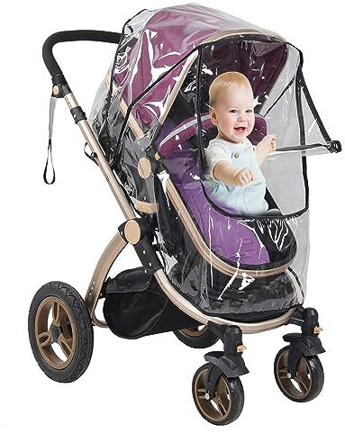 Voarge De Lluvia Protector, Cubierta De Lluvia Universal Contra Lluvia Y Viento Impermeable Con y cremallera frontal para abrir,Silla De Paseo De Bebé,Carrito