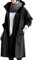 DayaEmmoTQ Manteau coupe-vent pour femme - Double boutonnage avec cordon de serrage - Capuche à manches longues - Coupe-vent - Revers léger - Manteau décontracté, Noir , XL