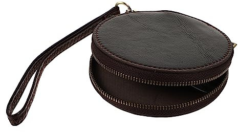 Holibanna Top Leder Mini Geldbörse Handgelenk Lanyard Vintage Runde Brieftasche für Bargeld Karten