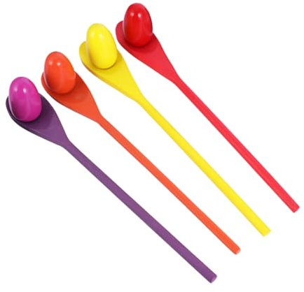 SAFIGLE Egg and Spoon Race Game 4 Set Wooden Eggs and Spoons Perfect Party Supplies for Kids and Adults