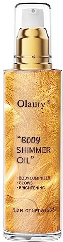 TITIMORE Körper Highlighter Öl Body Luminizer Schimmeröl Flüssig Glitzer Creme Body Glitter Oil Highlighter Körper Flüssiger Körper Glow Schimmer Makeup für Gesicht Körper Bein 80ml(#02 Gold)
