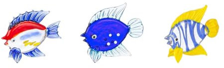 Fisch aus Glas, Deko, 3er Set, Maße: ca. 5,5x5,0x1,2cm, durchgefärbt,mundgeblasen