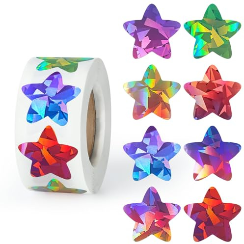 Imeepa 500 Stück Regenbogen-Stern-Aufkleber, 2,5 cm, mehrfarbige Etiketten für Kinder, Belohnung