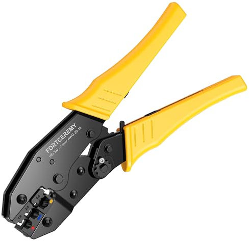 Pinza Crimpatrice a Crimpare, FortCeremy Pinza a Crimpare per Terminali Isolati, AWG20-10 (0,5-1,5mm²/1,5-2,5mm²/4-6mm²), Pinza Crimpatrice Elettrica per Connettori Elettrici