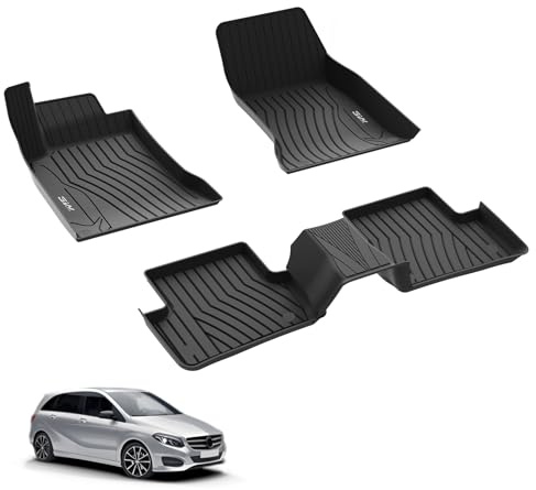3W Fußmatten für Mercedes Benz B-Klasse W246 2011-2018 | TPE Thorex™ Allwetter, 3D Maßgeschneiderte Passform, Hundefreundlich Auto Zubehör, Wasserdicht & Kratzfest, Antirutsch
