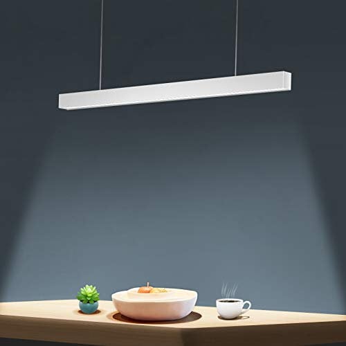 OOWOLF Lampe Suspendue Cuisine à Led de 110cm,40W 4000K LumièRe Blanc Neutre,Moderne Lustre Salle à Manger,Suspension Luminaire pour Le Bureau, Le Salon, La Table à Manger, Le Garage