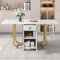 Merax Mobiler Klapptisch mit Schubladen&Aufschrank, 43/150x80x76cm Esszimmertisch mit Rollen Küchentisch Couchtisch Modern Freizeittisch in 3 Formen, für Heim&Büro, Gold und Weiß