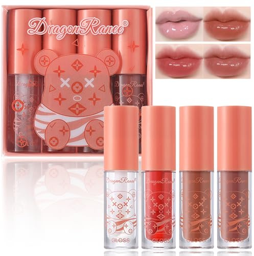 Leogony 4PCS Lipgloss Set, Lip Gloss Sets, Women Cute Lip Oil, Hydrating Non- Sticky