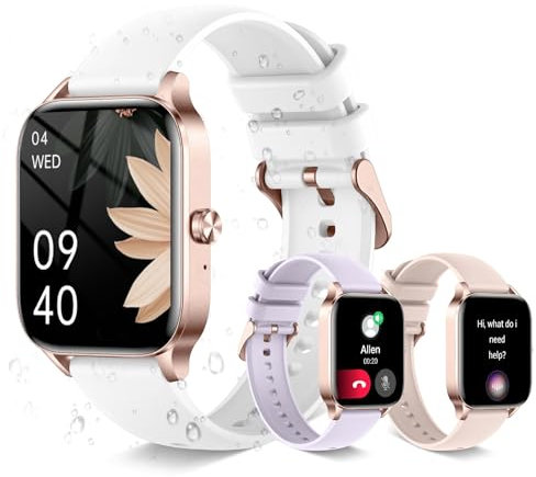 Montre Connectée Femme avec Appel Bluetooth, Montre de Sport Fine et légère de 1,85 HD Tracker d'activité/120+ Modes Sportifs/Voix AI/Moniteur Sommeil/podomètre, Smart Watch étanche pour iOS Android
