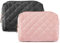 MAGEFY Kosmetiktasche 2 Pcs Kleine Make up Tasche Cord Schminktasche mit Fächern Reise Reise Make up Tasche für Mädchen Frauen, Schwarz + Rosa