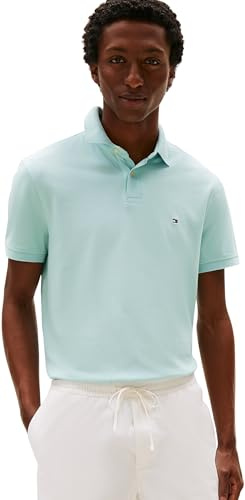 Tommy Hilfiger Polo de Manga Corta Hombre Regular Fit con Botones, Turquesa (Cool Sky), XS