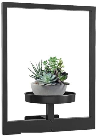 Soporte para Plantas de Pared con Marco de Fotos, 15'' × 12'' Marco de Metal Montado en la Pared Soporte para Bandeja de Plantas, Colgador de Plantas, Estante de Exhibición de Plantas Suculentas