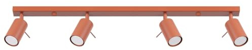 SOLLUX lighting Deckenlampe Deckenleuchte Deckenstrahler Einstellbar Stahl 4 Flammig 81 x 6 x 17 cm Ockerrot Ring