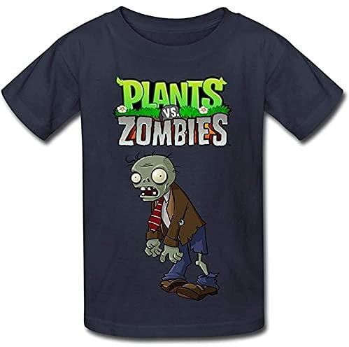 LONG TA Or Renhe Kid's Vintage Plants Vs. Zombies T-Shirts Navy S