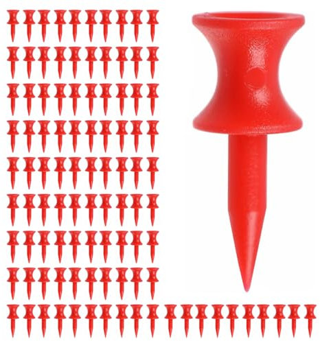 100 PCS Golf Tees Plastic 30MM Small Red Golf Tees Durable Winter Golf Tees Small Castle Tees Sustainable Strong and Brightly Coloured