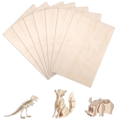 7 Stück Sperrholz Balsaholz, Sperrholzplatte, Holzplatten zum Basteln, 30 x 20cm Spanplatte Sperrholz 2mm, Multiplex Platte 30mm, Holz zum Basteln für Modellbau Laserprojekte Kunst Handwerk Gemälde