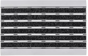 Home2Fashion B-Ware PUR | ProfilClean B-Ware TPE-VC 100% Nachhaltig Fussmatte, Relief-Türmatte, Schmutzfangmatte, Innen und Aussen, ALU – Metallic Optik, Größe ca. 59 x 39 cm, 285761