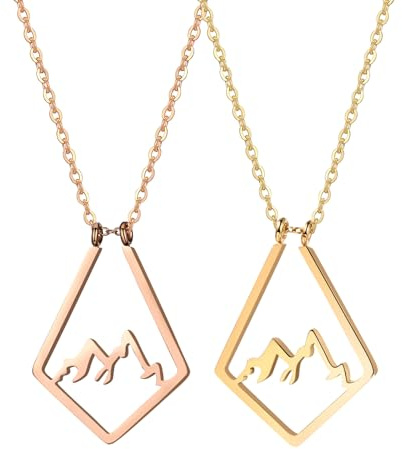 JewelryWe Berg Ringhalter Halskette Damen Edelstahl Offen Rhombus Berg Anhänger Magie Ringhalter Kette Hochzeit Verlobung Jahrestag Schmuck Geschenk für Frau Krankenschwester Ärzte