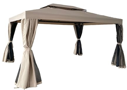 Gazebo da Giardino in Alluminio con Tende Laterali e Zanzariere (3 X 4 MT)