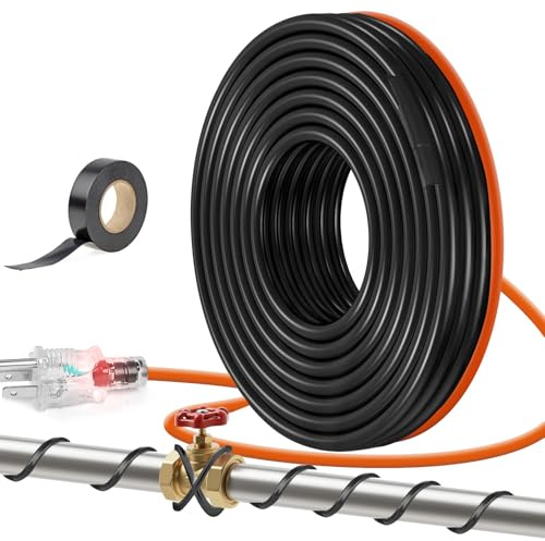JDZKOMKE 8W/FT 120V Pipe Heat Tape 6FT (3FT-200FT) - Freeze Protection Heating Cable for Metal/Plastic Water Pipes, Maintains Flow at -40°F