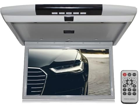 17.3inch Fhd Screen Car Roof Monitor Flip Down Overhead Multimedia, 1080p Ultra-Thin Fhd Digital Tft Screen Video, With Hdmi, Usb, Sd, Ir, Fm,For Car/Suv/Truck/Buses,Grey