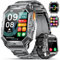 LIGE Smartwatch Herren Militär-1000mAh Großes Akku, 2.13 AMOLED Sportuhr mit Telefonfunktion, Herzfrequenz Schlafmonitor/IP68 Wasserdicht, 110+ Sportmodi Fitnessuhr für Android iOS, Schwarz