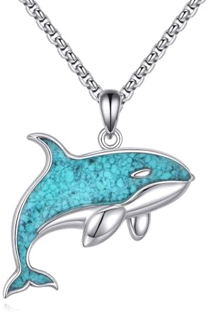 DAYLINLOVE Schwertwal Halskette 925 Sterling Silber Orca Wal Schmuck Geschenk für Männer und Frauen