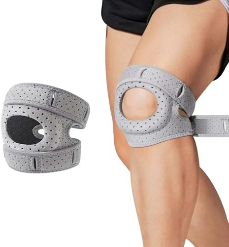 Luylmo Wellness Kniebandage, Kniebandage für Männer/Damen, Verstellbarer Bandage Knie, Kniestütze Orthopädisch Bandage Für Meniskusriss, Grau
