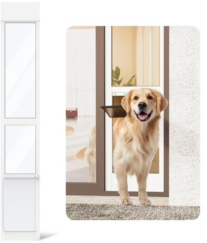 YGNNJY Dog Door for Sliding Glass Door, Adjustable Height 75 4/5 to 80 3/10 Sliding Door Pet Door Insert, Suitable for Dogs Up to 75 lbs, L