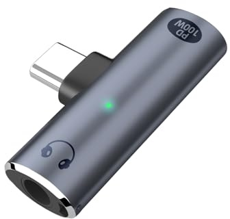 IVIVTOR Adattatore per cuffie USB-C – Ricarica rapida 2 in 1 100 W e adattatore audio da 3,5 mm per telefoni di tipo C
