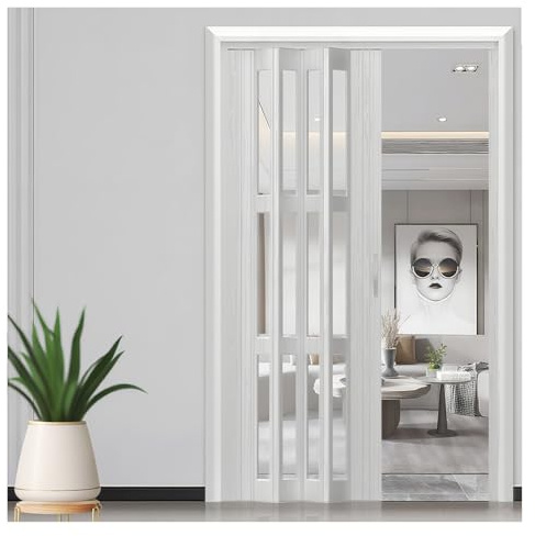 YXXSDP Porte Pliante accordèon Portes Pliantes en PVC pour entrée, Rideau accordéon Portable, séparateur de pièce pour Patio, Placard, Couloir, Portes de Douche(40x85in(101x216cm))