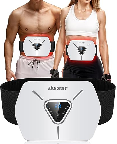 WaJiu EMS Muscle Stimulator, 3D All-in-one Abs Trainer Muscle Stimulator, 8 Modes & 30 Levels, Portable Stomach Toning Belt for Men & Women, Home Office