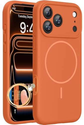 Miracase for iPhone 17 Pro Max Case with MagSafe, Liquid Silicone Case | Integrated Silicone Camera Control Cover, 3.0mm Thick Shockproof Drop Protection Phone Case for 17 Pro Max,Orange