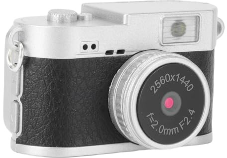 Annadue Schlüsselanhänger Kamera, 2K FHD Video, 2 MP Foto Schlüsselanhänger Digital Camcorder mit 1,47 Zoll Farbbildschirm, 4 Filter, LED, für Reise Party Vlog (Black)