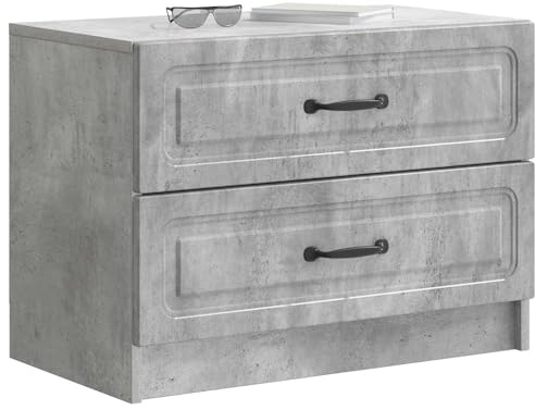vidaXL Nachttisch Betongrau 62 x 34,5 x 44,5 cm Holzwerkstoff, Geräumiger Stauraum, Vintage Schlafzimmer-Deko, praktischer Nachttisch, stylischer Tisch für Dein Zimmer