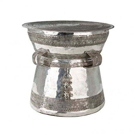Casa Padrino Luxus Art Deco Designer Messing Beistelltisch Antik Silber 55 x H. 52 cm - Luxus Beistelltisch