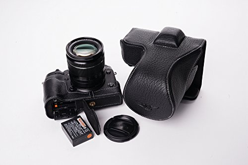 Handgemachte echte Echtleder Voll Kamera-Kasten-Beutel-Abdeckung für Fuji X-T2 XT2 unten offen Schwarze Farbe