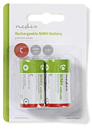 Wiederaufladbarer NI-MH-Akku C - 1.2 V DC - 4000 mAh - vorgeladen - 2-Blister - HR14 - Grün/Red