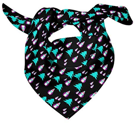 Bimba Schwarz Schneemann und Baum Weihnachten bedruckter reiner seidenhals wickeln sommerhaar bandanas für frauen 40 x 40 Zoll