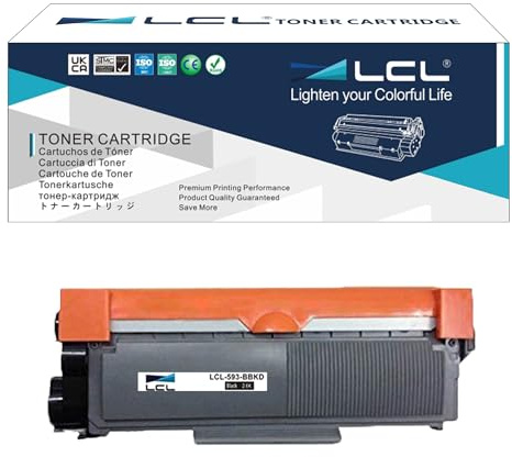 LCL 593-BBKD 593-BBLH 2600Pages Toner Cartridge (1 Black) | Replacement for DELL E310DW E514DW E515DN E515DW